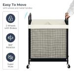 2-Section Rolling Laundry Hamper with Removable Bag