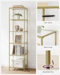 VASAGLE 6-Tier Slim Bookshelf with Glass Shelves