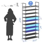 Large Black Shoe Rack Holds 40 Pairs