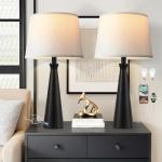 Set of 2 Touch Table Lamps with USB Ports