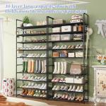 Large Black Shoe Rack Holds 40 Pairs