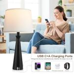 Set of 2 Touch Table Lamps with USB Ports