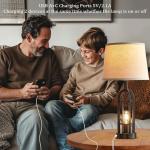 Set of 2 Black Farmhouse Table Lamps with USB