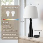 Set of 2 Touch Table Lamps with USB Ports