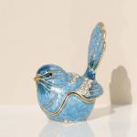 Hand-Painted Blue Bird Trinket Box Organizer