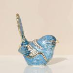 Hand-Painted Blue Bird Trinket Box Organizer