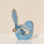 Hand-Painted Blue Bird Trinket Box Organizer