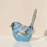 Hand-Painted Blue Bird Trinket Box Organizer
