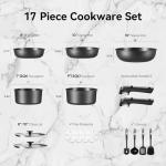 17-Piece Nonstick Cookware Set with Detachable Handle