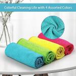 HOMEXCEL Microfiber Cleaning Cloth,12 Pack Cleaning Rags, Cleaning Towels with 4 Color Assorted, 11.5"X11.5"(Green/Blue/Yellow/Pink)