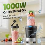TOPZEE 1000W Personal Smoothie Blender with Travel Cups