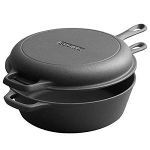2-in-1 Pre-Seasoned Cast Iron Dutch Oven Set