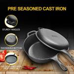 2-in-1 Pre-Seasoned Cast Iron Dutch Oven Set