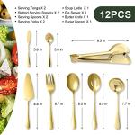 Gold Stainless Steel Serving Utensil Set, 12 Pcs
