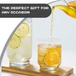 Set of 8 Ribbed Glass Cups with Crystal Base