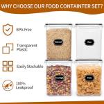 Large Airtight Food Storage Containers - 4 Pack