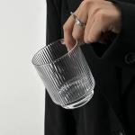 Set of 8 Ribbed Glass Cups with Crystal Base