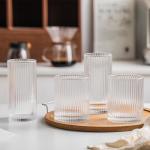 Vintage Glassware Set - 8 Ribbed Drinking Glasses