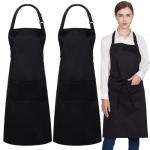 2 Pack Cotton Aprons with Pockets - Black