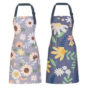 Floral Apron Set with Pockets for Women