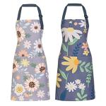Floral Apron Set with Pockets for Women