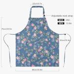 Floral Linen Apron for Women with Pockets