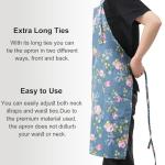 Floral Linen Apron for Women with Pockets