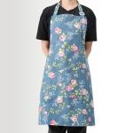 Floral Linen Apron for Women with Pockets