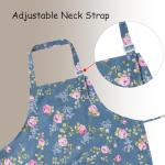 Floral Linen Apron for Women with Pockets