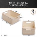 BINO Woven Plastic Baskets - 5-Pack Natural