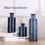 Blue Ceramic Vase Set - 3 Stylish Small Vases