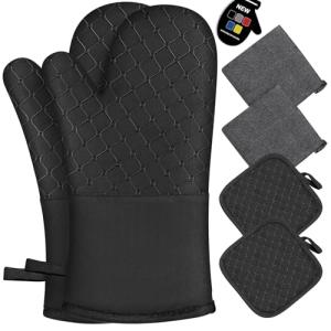 6-Piece Heat Resistant Oven Mitts and Towels Set
