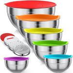 Colorful Airtight Mixing Bowls with Grater Attachments