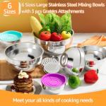 Colorful Airtight Mixing Bowls with Grater Attachments