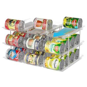 Clear Rolling Can Organizer for Pantry Storage