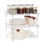2-Pack Stackable Clear Cabinet Organizer Shelves