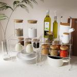 2-Pack Stackable Clear Cabinet Organizer Shelves