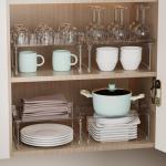 2-Pack Stackable Clear Cabinet Organizer Shelves