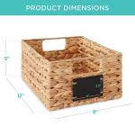 Best Choice Products Set of 4 9x12in Water Hyacinth Pantry Baskets, Woven Organizers w/Chalkboard Label, Chalk Marker - Natural
