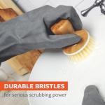 Full Circle Bubble Up Bamboo Dish Brush–Family Safe, Formaldehyde-Free– Ergonomic Palm Scrubber with Handle for Kitchen Cleaning, Dish Scrub Brush for Nonstick, Cast Iron & Sink,White