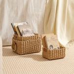 LA JOLIE MUSE Small Wicker Baskets for Organizing, Recycled Paper Rope Storage Basket Container Bins for Shelves Bathroom Cupboards Drawer, Decorative Square Basket Organizer Set of 3