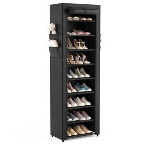 VILICK 10-Tier Shoe Rack with Cover and Pockets