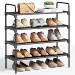 Kitsure Black 4-Tier Metal Shoe Rack
