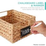 Best Choice Products Set of 4 9x12in Water Hyacinth Pantry Baskets, Woven Organizers w/Chalkboard Label, Chalk Marker - Natural