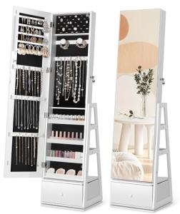 Nicetree 360° Swivel Jewelry Cabinet with Mirror
