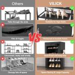VILICK 10-Tier Shoe Rack with Cover and Pockets