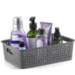 NETANY Plastic Storage Baskets - 8 Pack, Gray, Durable, Easy to Use, Flexible, Multi-Purpose, Ideal for Closets, Cabinets, Shelves, Countertops