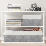 Fab totes Storage Bins [3-Pack], Foldable Storage Baskets for Organizing Toys, Books, Shelves, Closet, Large Storage Box with Rope Handles, Sturdy Organizer Bins, White & Grey