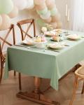 Waterproof Sage Green Linen Tablecloth, 52 x 70 Inch
