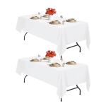 2-Pack Waterproof White Tablecloths for Rectangular Tables